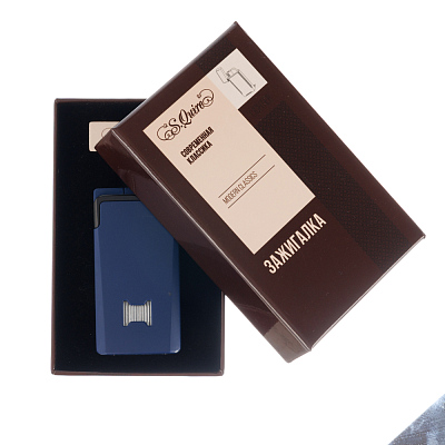 Зажигалка S.Quire газовая, два вида пламени, турбо, для трубок, темно-синяя