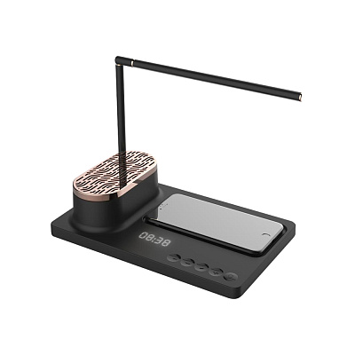 Интерьерная лампа c колонкой, беспроводной зарядкой и дисплеем Volando (Чёрный) Интерьерная лампа c колонкой, беспроводной зарядкой и дисплеем Volando (Чёрный)