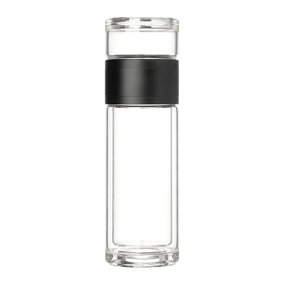 Бутылка стеклянная с двойными стенками Terso, черная (Чёрный)