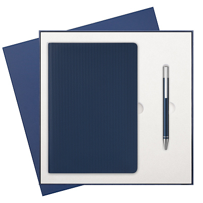 Подарочный набор Rain  (ежедневник, ручка) (Синий)