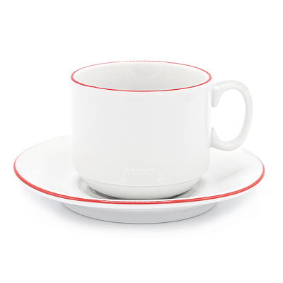 Чайная пара фарфоровая 220см³ экспресс Палитра , в коробке (Красный)