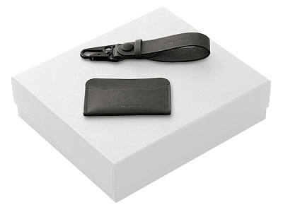 Подарочный набор Long River: картхолдер, ремешок для ключей (Черный/белый)