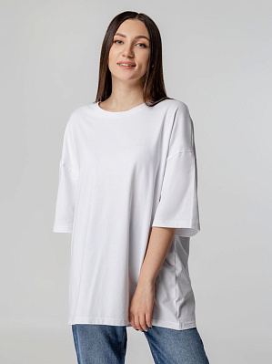 Футболка унисекс оверсайз Crosstown, темно-синяя (Белый)