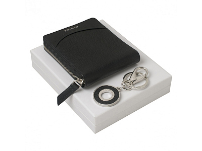 Подарочный набор Embrun: кошелек, брелок (Черный, серебристый)