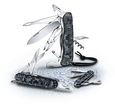 Нож перочинный VICTORINOX Skipper Navy Camouflage, 111 мм, 17 фнк, с фиксатором, серо-синий камуфляж