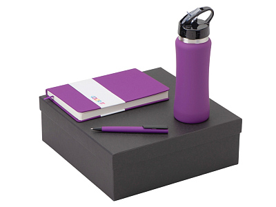 Подарочный набор c блокнотом C2, ручкой и бутылкой (Фиолетовый)