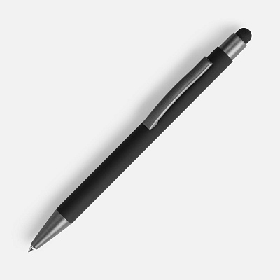 Ручка шариковая Atento Soft Touch Stylus со стилусом, черная (Чёрный)