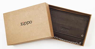 Бумажник байкера ZIPPO, цвет "мокко", натуральная кожа, 17x3,5x11 см