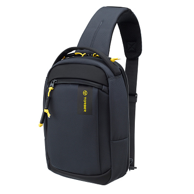 Рюкзак TORBER VOYAGE на одно плечо, серый, полиэстер 900D, 20х10х30 см, 5 л