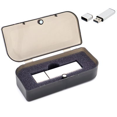 Флешка Loon 16 Гб в футляре, серебристая (Серебристый)