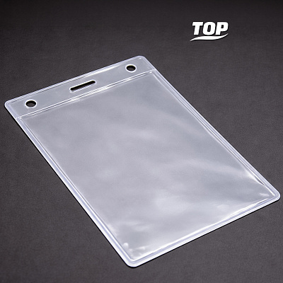 Карман для выставочного бейджа Expo, вертикальный, 10,3х16,1см (прозрачный) (Прозрачный)