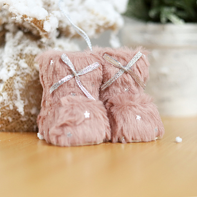 Новогоднее украшение (валенки) Бутс,розовый (Розовый)