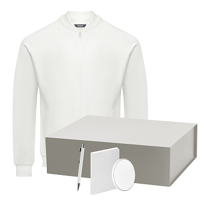 Набор с одеждой TORRES (толстовка, зарядное устройство, блокнот, ручка), белый/серебряный, XXXL (Серебряный, белый)