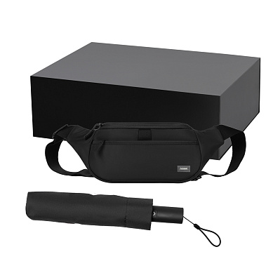 Подарочный набор Boston, Filton, черный (поясная сумка, зонт) (Чёрный)