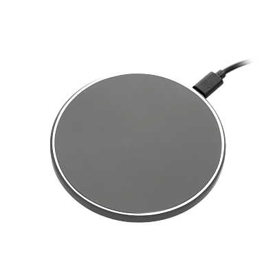 Беспроводное зарядное устройство с подсветкой 15W Аурис (Auris), серое (Серый)