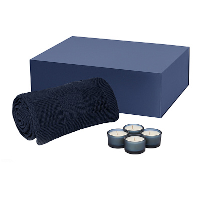 Подарочный набор Sento, Cella  (свеча, плед) (Синий)