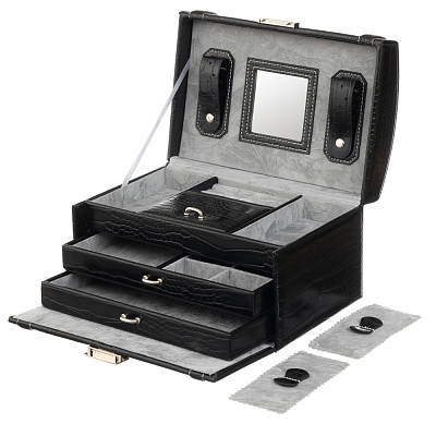 Шкатулка для украшений Jardin D'Ete, цвет черный,  "рептилия", 24,5 х 17 х 14,5 см (Черный)