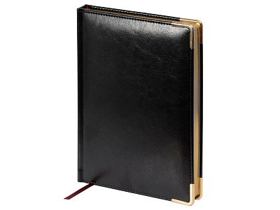 Ежедневник недатированный А5 Sidney Nebraska с золотым срезом и уголками (Чёрный)