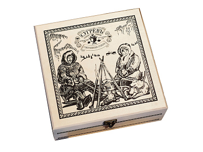 Подарочный набор c чаем Сокровища Севера в деревянной шкатулке (Натуральный)