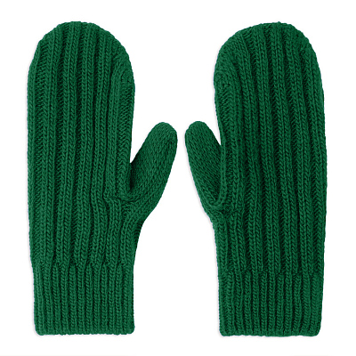 Варежки вязаные НАСВЯЗИ© шерсть/акрил (Темно-зеленый)