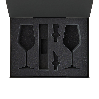 Ложемент под 2 бокала для вина + набор для вина Sacramento в большую коробку-трансформер (арт. 695722) (Серый)