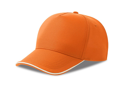 Бейсболка RECY FIVE PIPING, 5 клиньев, застежка-липучка (Оранжевый, белый)