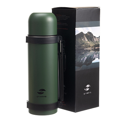 Термос Stinger, 1,2 л, с ручкой, нержавеющая сталь, зелёный, 12,4 х 10,2 х 31,8 см