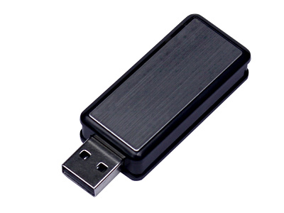 USB 3.0- флешка промо на 64 Гб прямоугольной формы, выдвижной механизм (Чёрный)