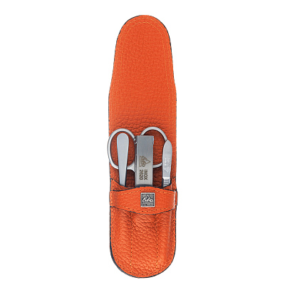 Маникюрный набор Erbe, 4пр. Футляр: натур.кожа,цвет оранжевый (Оранжевый)