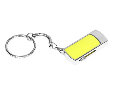 USB 2.0- флешка на 64 Гб с выдвижным механизмом и мини чипом (Серебристый/желтый)