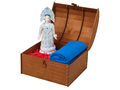 Подарочный набор: кукла фарфоровая, плед флисовый (Синий)