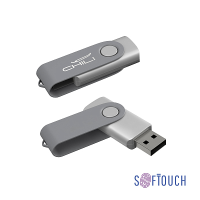 Флеш-карта "Vostok", объем памяти 16GB, покрытие soft touch#  (Серый)