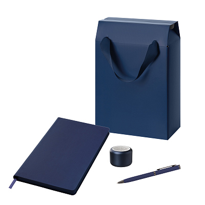 Подарочный набор Passion  (колонка, ежедневник, ручка, коробка-пакет) (Синий)