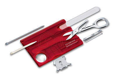 Швейцарская карточка SwissCard Nailcare, 13 функций (Полупрозрачный красный)