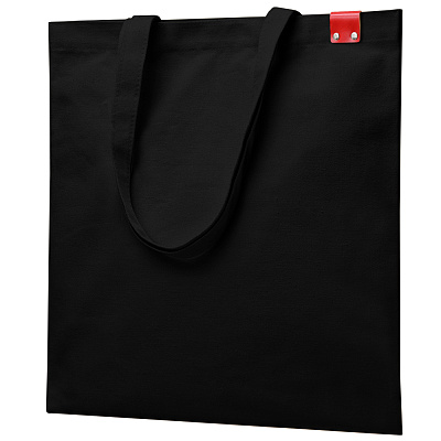 Сумка для покупок IVORY 325 г/м² с PU нашивкой, чёрный/красный (Красный.)