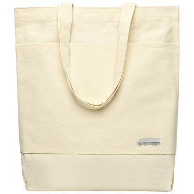 Сумка для покупок JETTA 325 г/м² с шильдом - фура, натуральный (Натуральный/шильд фура (серебро)) Сумка для покупок JETTA 325 г/м² с шильдом - фура, натуральный (Натуральный/шильд фура (серебро))