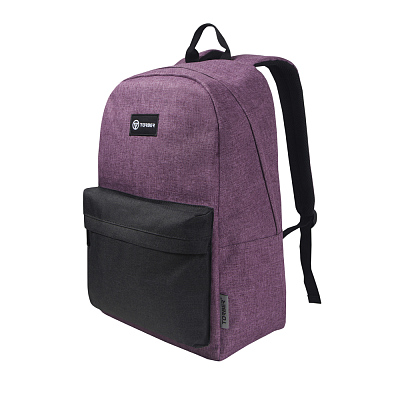 Рюкзак TORBER GRAFFI, фиолетовый с карманом черного цвета, полиэстер меланж, 42 х 29 x 19 см
