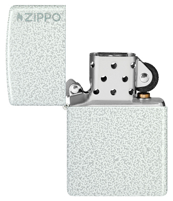 Зажигалка ZIPPO Logo с покрытием Glacier, латунь/сталь, белая, матовая, 38x13x57 мм