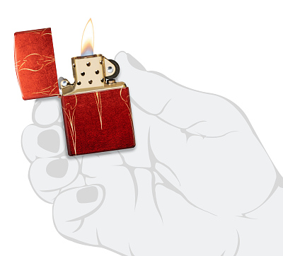 Зажигалка ZIPPO Ombre Flames с покрытием 540 Tumbled Brass, латунь/сталь, разноцветная, 38x13x57 мм