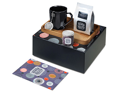 Подарочный набор Re:y. Hearth  с кружкой, подносом и чаем (Чёрный)