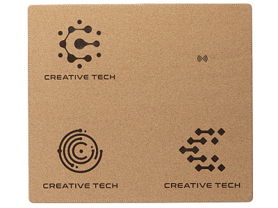 Пробковый коврик для рабочего места с беспроводной зарядкой Querсus с гравировкой (Натуральный)