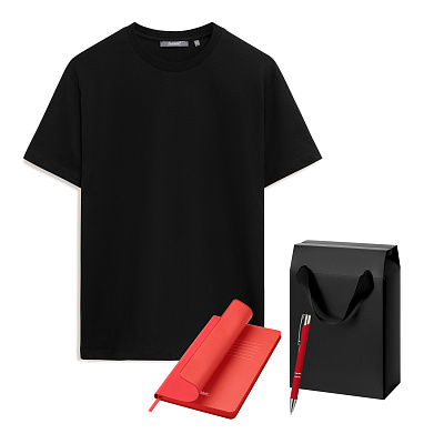 Набор с одеждой KRIS (футболка, ежедневник, ручка), красный/черный, M (Красный, черный)