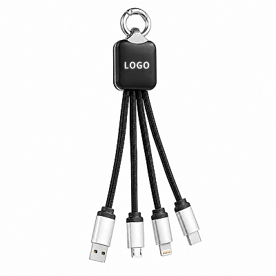 Кабель - брелок Plug с подсветкой гравировки, черный (Чёрный)