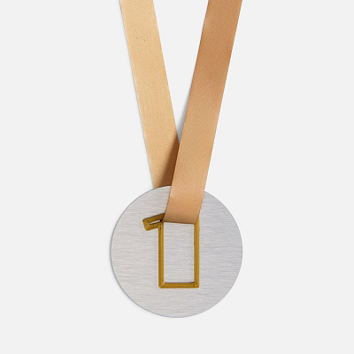 Медаль Fundo, серебристая с 3D-подвеской Symbol, цифра 1 (Серебристый)