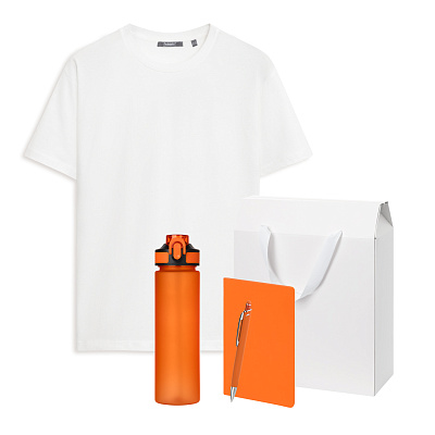 Набор с одеждой KRIS (футболка, бутылка, блокнот, ручка), оранжевый, L (Оранжевый, белый)