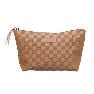 Косметичка Dewal Beauty серия "Шашки", коричневая,23х8,5х17см (Коричневый)
