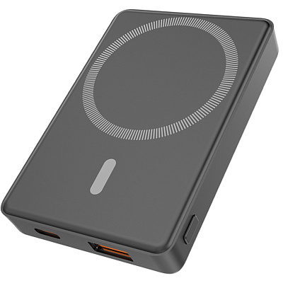 Магнитный внешний аккумулятор Magnetic с беспроводной зарядкой (5W), 5000 Mah, черный (Чёрный)