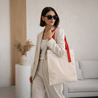 Шоппер Superbag Light (неокрашенный с красным)