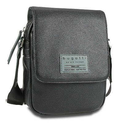 Сумка наплечная BUGATTI Moto D, чёрная, полиуретан, 18х6х25 см, 2 л (Черный)