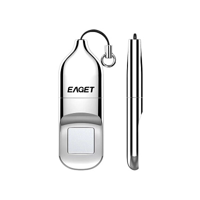 Флешка со сканером отпечатка пальца Style, Серебро матовое, 32Гб